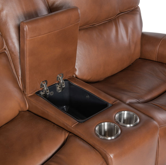 MS - Crosby Zero Gravity Power Console Loveseat With Power Headrest - Brown