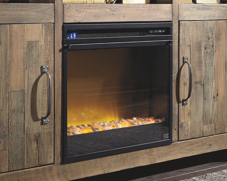 Entertainment - Black - Fireplace Insert Glass/Stone