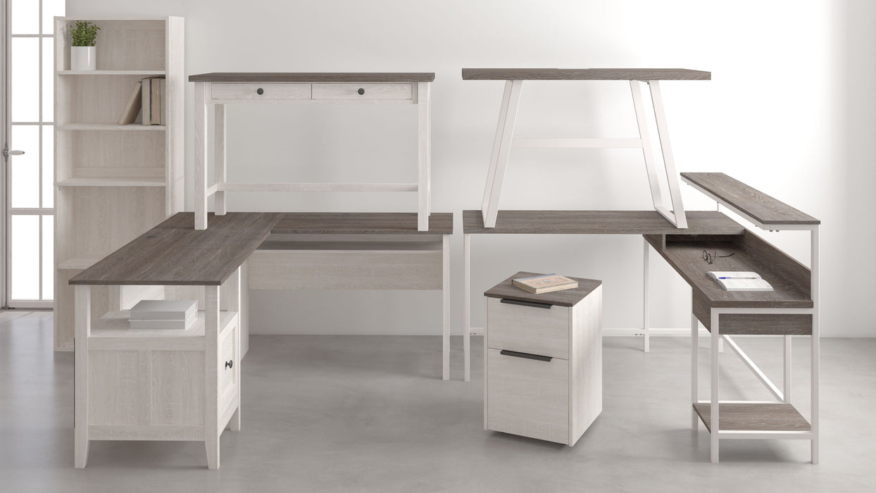 Dorrinson - White / Black / Gray - L-desk With Storage