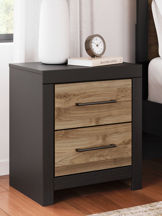 Vertani - Black / Honey Brown - Two Drawer Night Stand