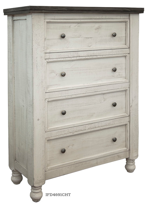 Stone - Chest With 4 Drawers - Antiqued Ivory / Weathered Gray