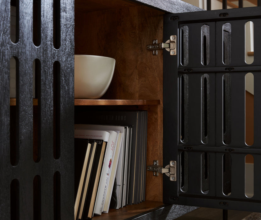 Vallisburg - Black / Natural - Accent Cabinet