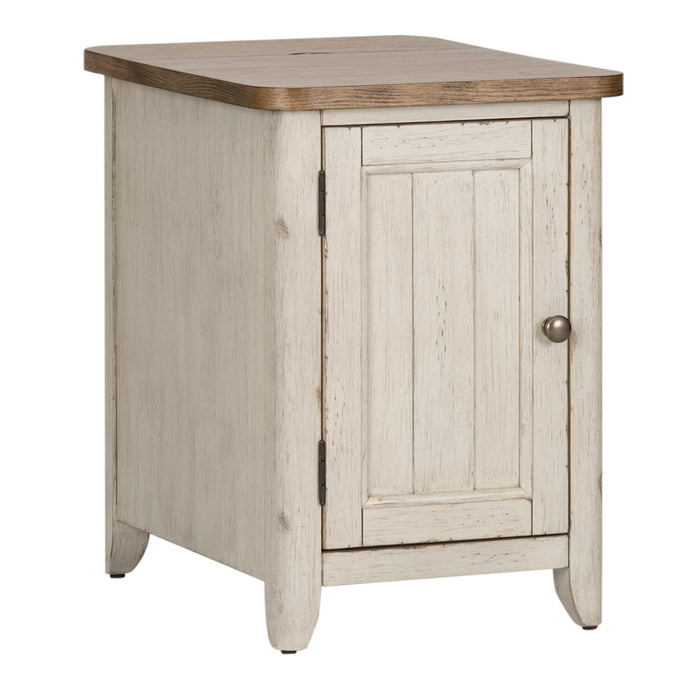 Farmhouse Reimagined - Door Chair Side Table With Charging Station - White