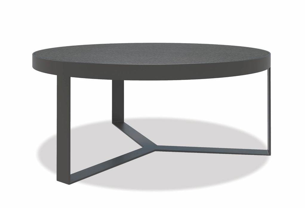 Bazaar - Contemporary Round Coffee Table With Granite Top - Graphite