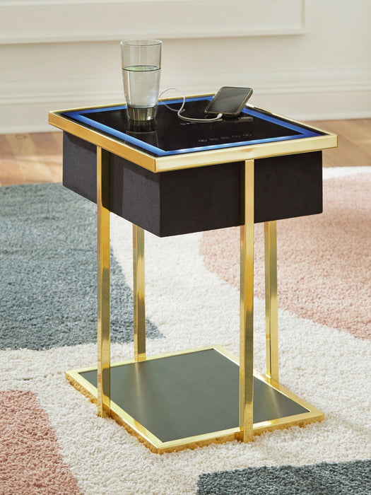 Rexwell - Black / Gold Finish - Accent Table With Speaker