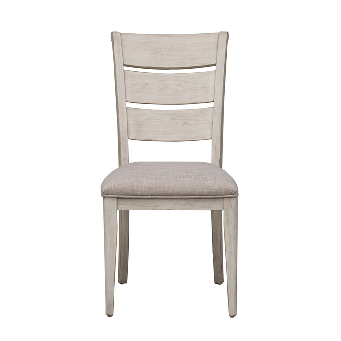 Farmhouse Reimagined - Ladder Back Upholstered Side Chair - White