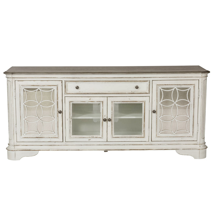 Magnolia Manor - Entertainment TV Stand - White - Glass Doors