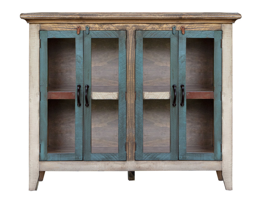 Antique - Console With 4 Glass Doors - Multicolor