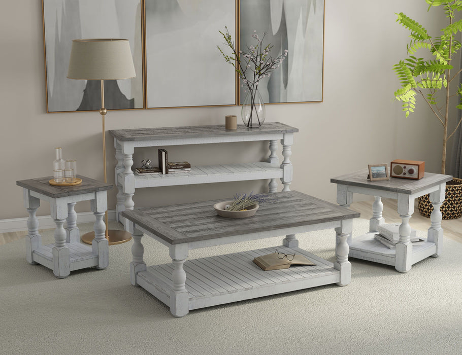 Stone - End Table - Antiqued Ivory / Weathered Gray