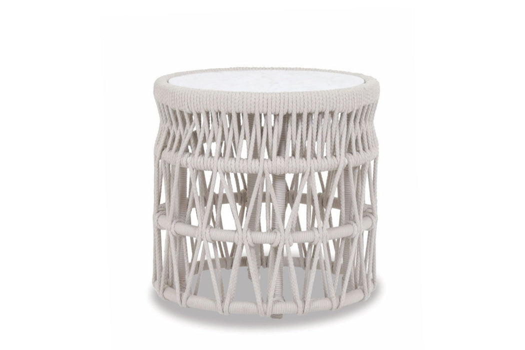 Dana - End Table With Honed Carrara Marble Top - Natural