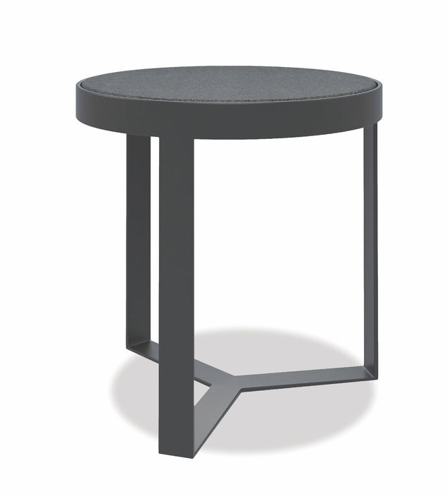 Bazaar - Contemporary Round End Table With Granite Top - Graphite