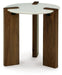 Isanti - White / Brown - Round End Table Capital Discount Furniture Home Furniture, Furniture Store
