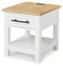 Ashbryn - White / Natural - Rectangular End Table Capital Discount Furniture Home Furniture, Furniture Store