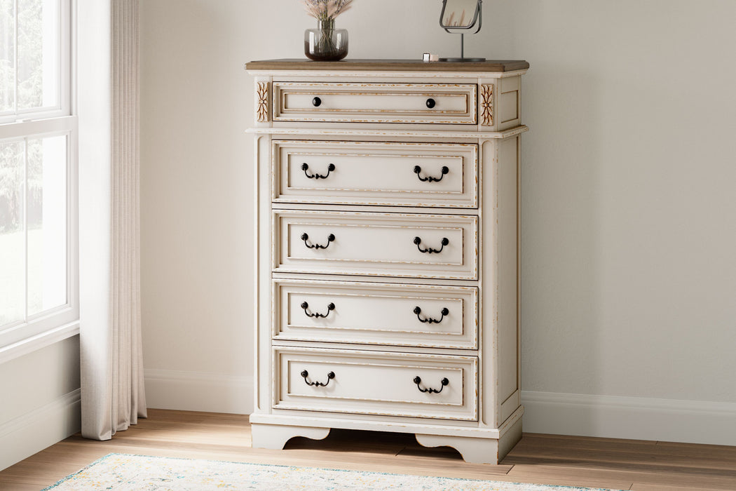 Realyn - White / Brown / Beige - Five Drawer Chest Capital Discount Furniture Home Furniture, Furniture Store
