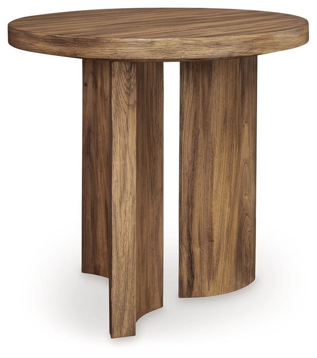 Austanny - Warm Brown - Round End Table Capital Discount Furniture Home Furniture, Furniture Store