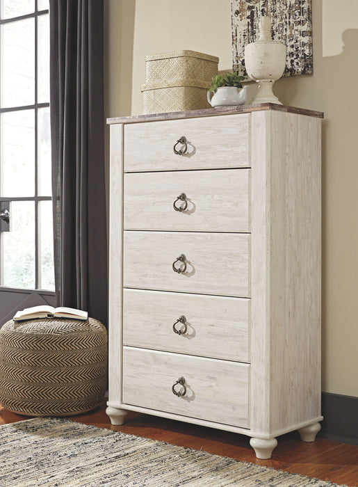 Willowton - Brown / Beige / White - Five Drawer Chest Capital Discount Furniture Home Furniture, Furniture Store