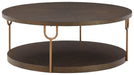 Brazburn - Dark Brown / Gold Finish - Round Cocktail Table Capital Discount Furniture Home Furniture, Furniture Store