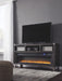 Todoe - Gray - 2 Pc. - 65" TV Stand With Wide Fireplace Insert Capital Discount Furniture