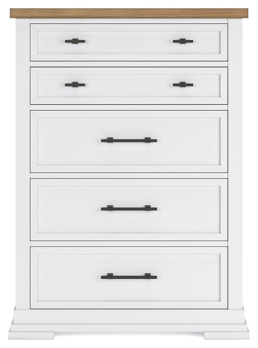 Ashbryn - White / Natural - Five Drawer Chest