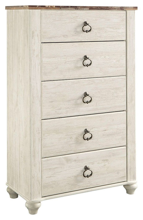 Willowton - Brown / Beige / White - Five Drawer Chest Capital Discount Furniture Home Furniture, Furniture Store